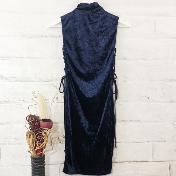 Navy Velvet Dress - Picture 3 of 4